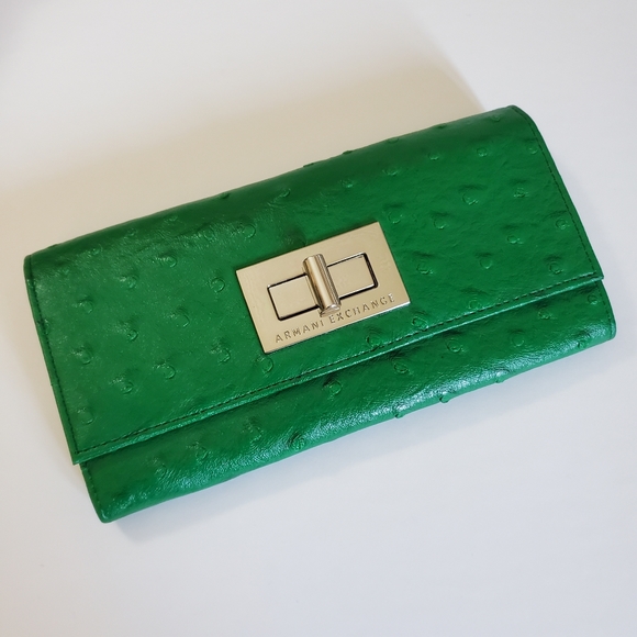 Armani Exchange Handbags - Armani Exchange ladies green faux leather wallet